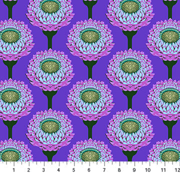 Strawflower in Periwinkle by Anna Maria from Iconic Collection, Northcott, AMT123-63C, Anna Maria Textiles