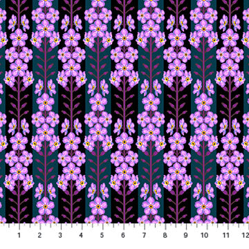 Forgetmenot in Indigo by Anna Maria from Iconic Collection, Northcott, AMT125-84L, Anna Maria Textiles