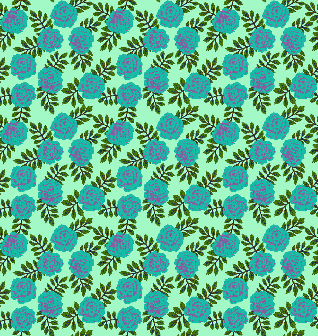 Pre-Order, Carnation in Aqua by Anna Maria from Yesterday Collection, Northcott, AMT155-75C