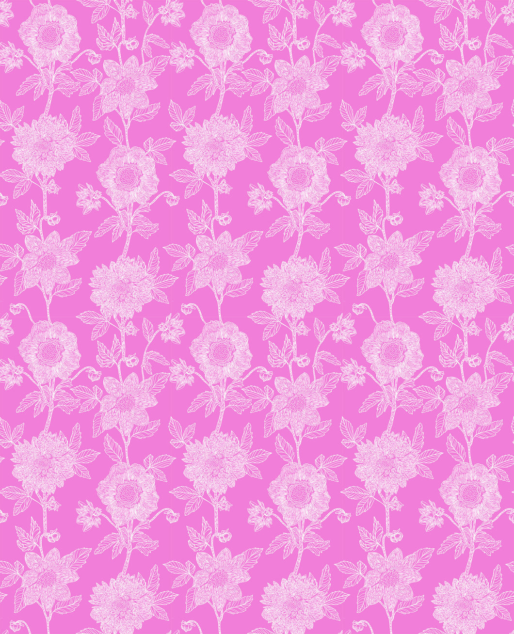 Stitched Dahlia in Fuchsia by Anna Maria from Silhouette Collection, Northcott, CLAMT103-28L