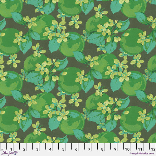Orange Blossom in Green from Nation of Flowers by Martha Negley for Freespirit, PWMN050.Green