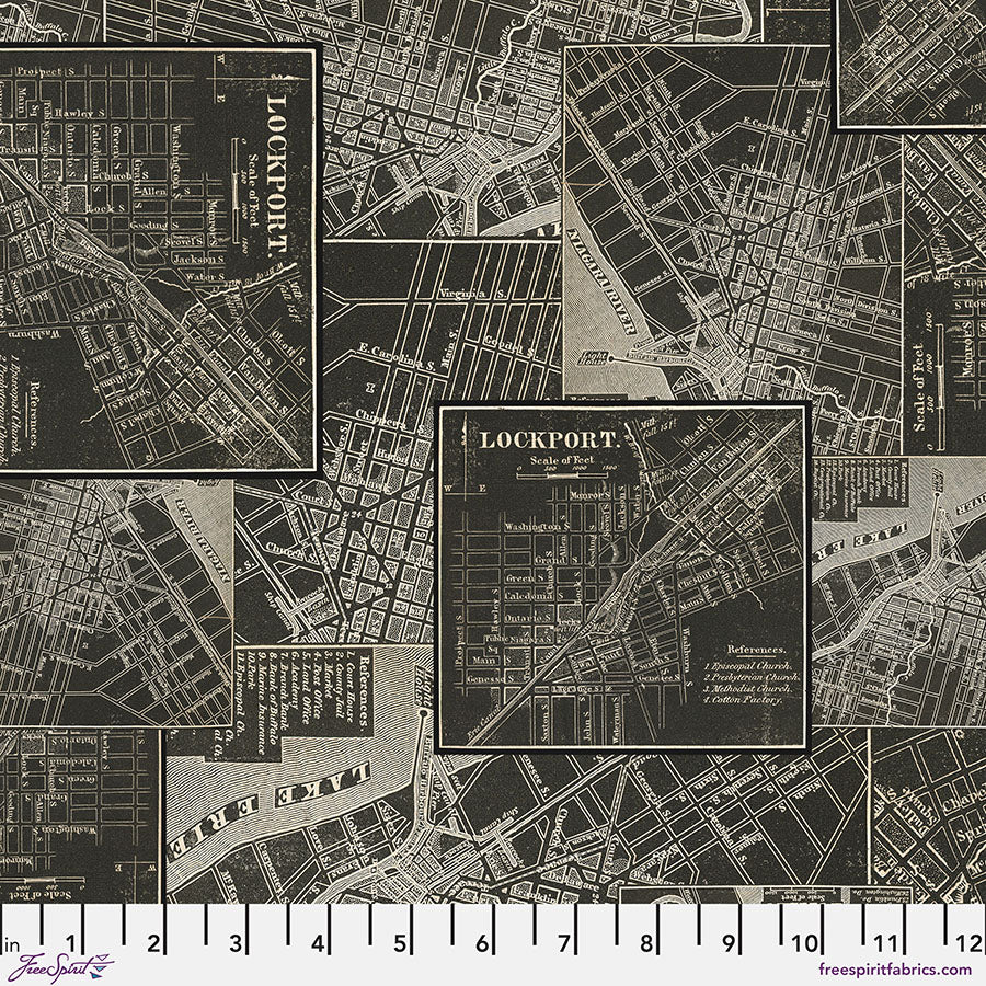 Pre-Order Map in Charcoal from Palette Charcoal by Tim Holtz for Freespirit