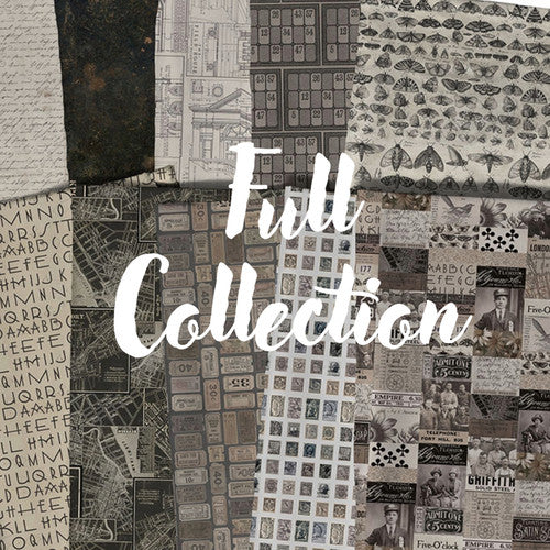 Pre-Order Eclectic Elements Palette Charcoal Half Yard Bundle by Tim Holtz for Freespirit Fabric