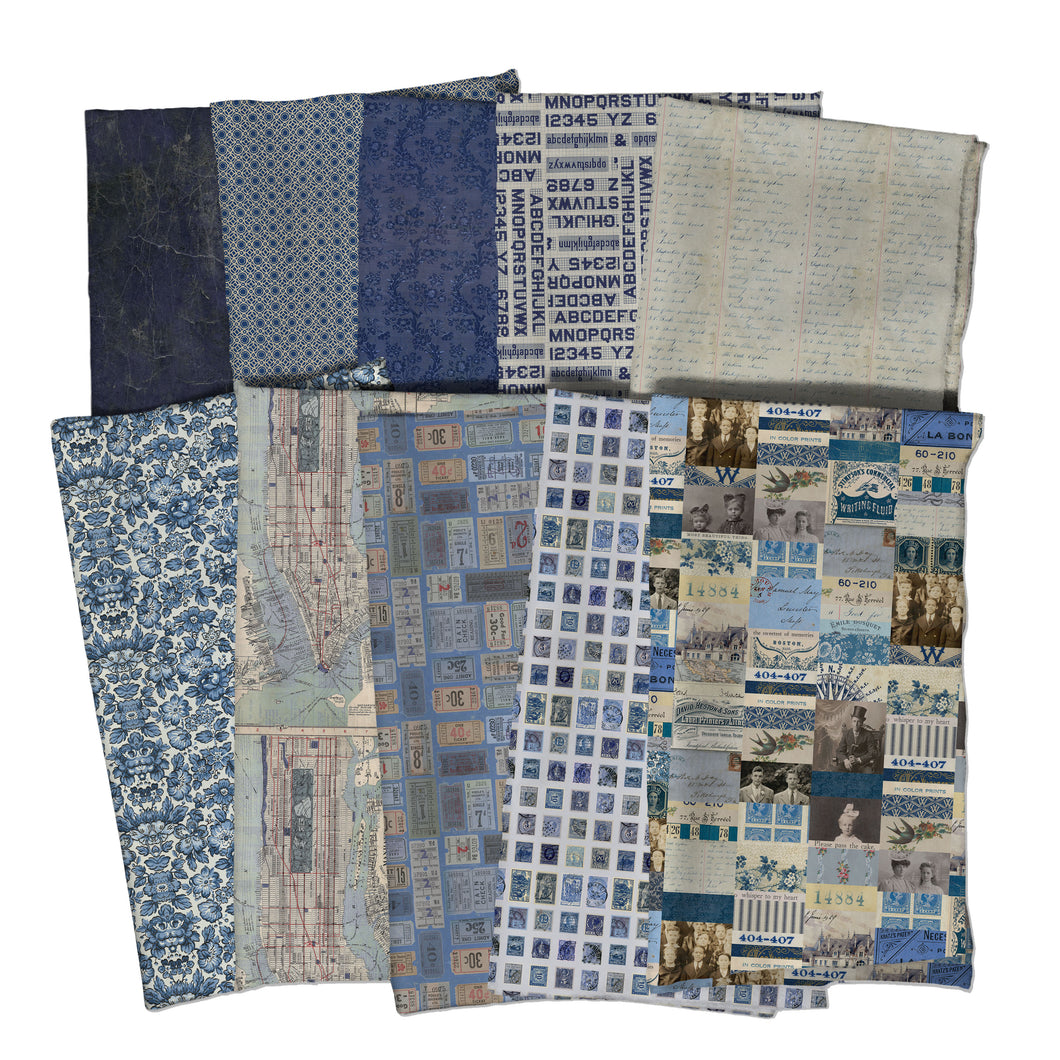 Eclectic Elements Palette Indigo Fat Quarter Bundle by Tim Holtz for Freespirit Fabric